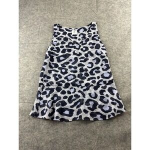 Cabi Feline Leopard Print Peplum Sleevless Chiffon Purple Blouse Top Women's XS